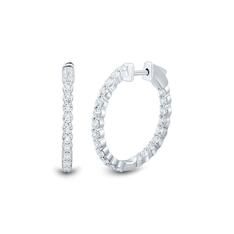Lab Grown Diamond Inside-Out Hoop Earrings in 10K White Gold (2 ct. tw.) – Image 1 of 2