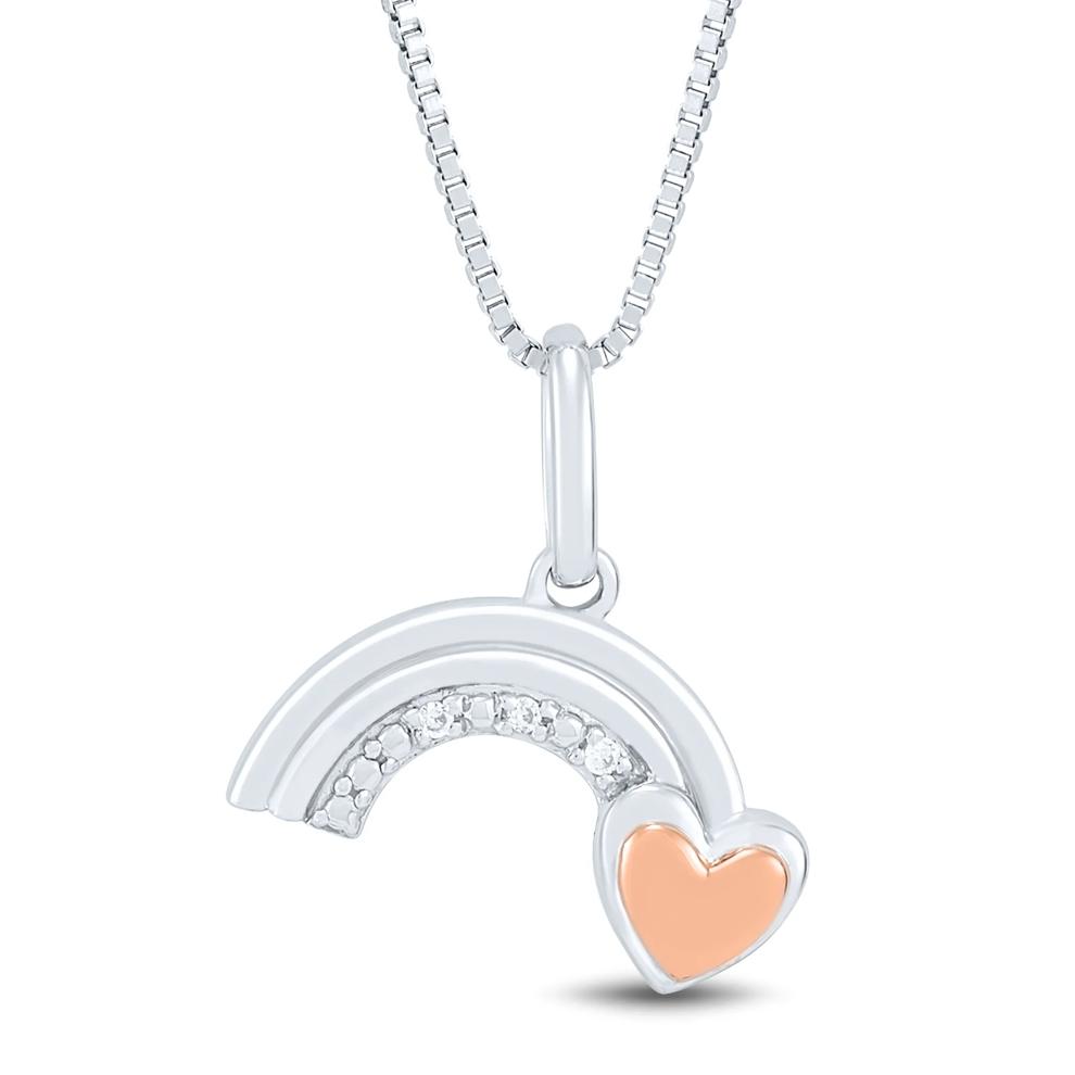 Rainbow Pendant with Diamond Accents in Sterling Silver and 14K Rose Gold – Image 1 of 4