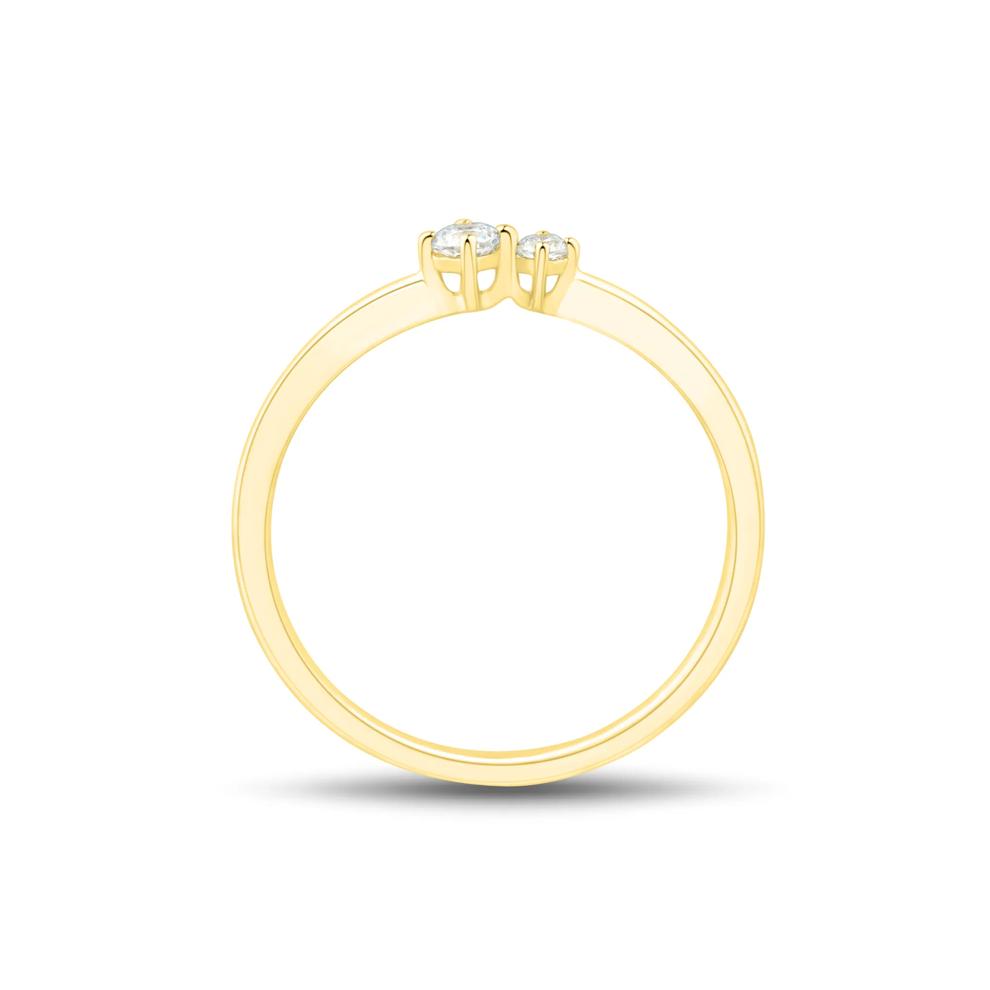 Lab Grown Diamond Round Two-Stone Ring in 10K Yellow Gold (1/10 ct. tw,) – Image 2 of 3
