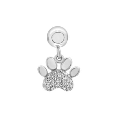 Diamond Accent Paw Bead Charm in Sterling Silver