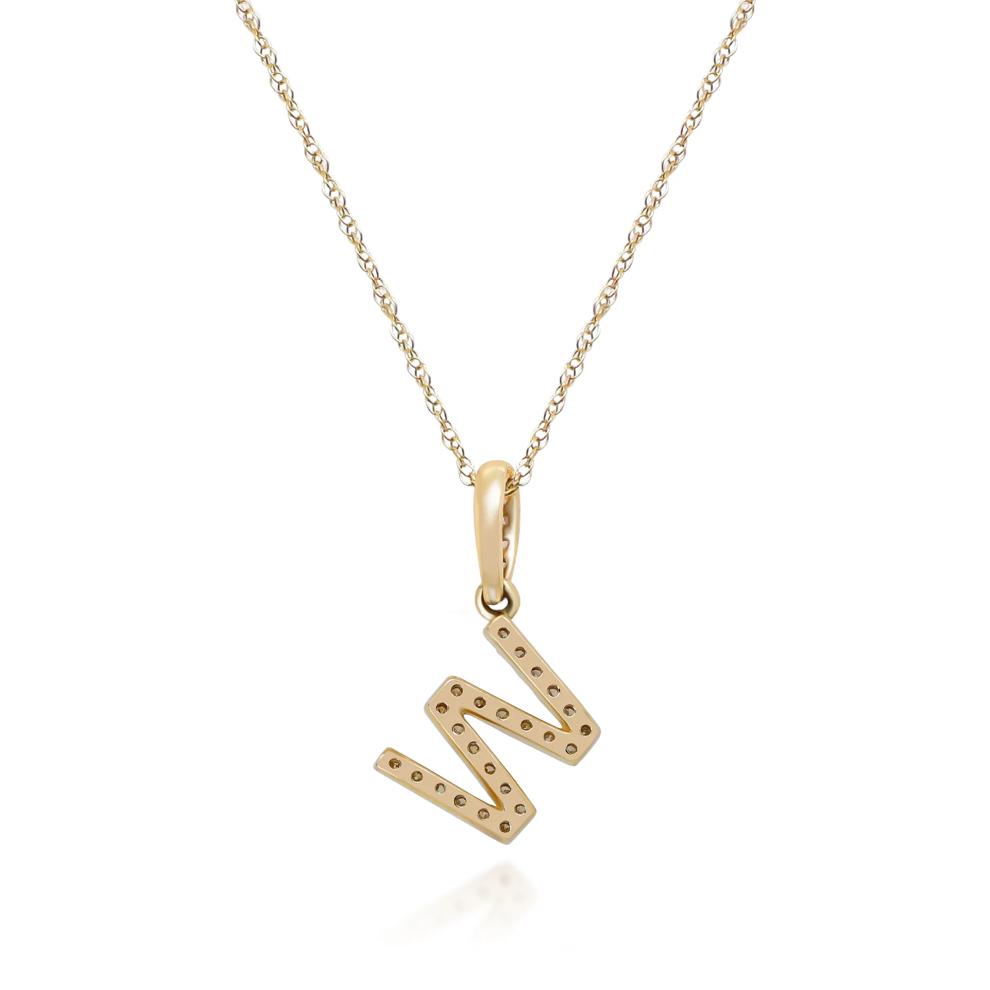 Diamond W Initial Pendant in 10K Yellow Gold (1/10 ct. tw.)  – Image 4 of 4