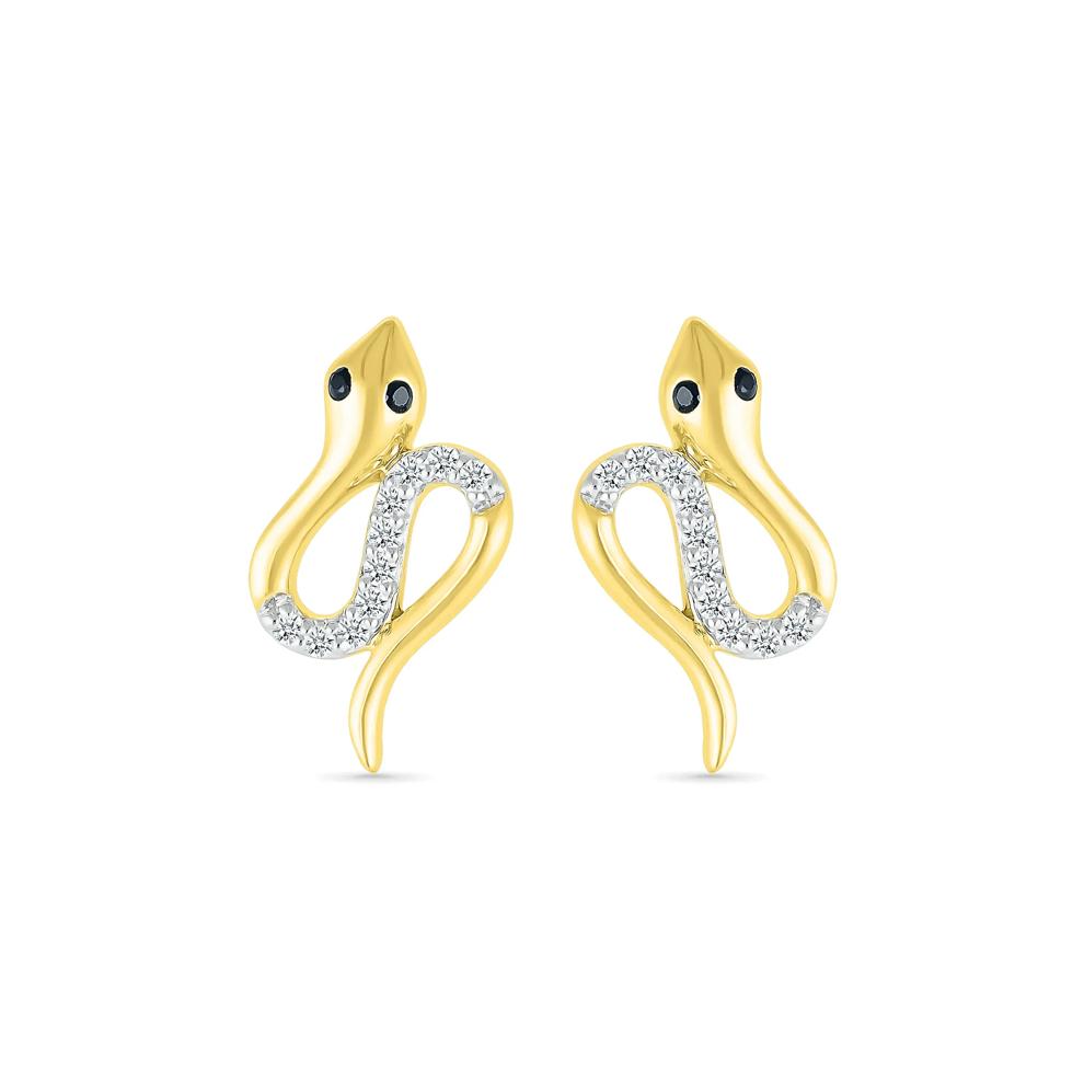 Black Diamond Snake Earrings in 10K Yellow Gold (1/10 ct. tw.) – Image 1 of 3