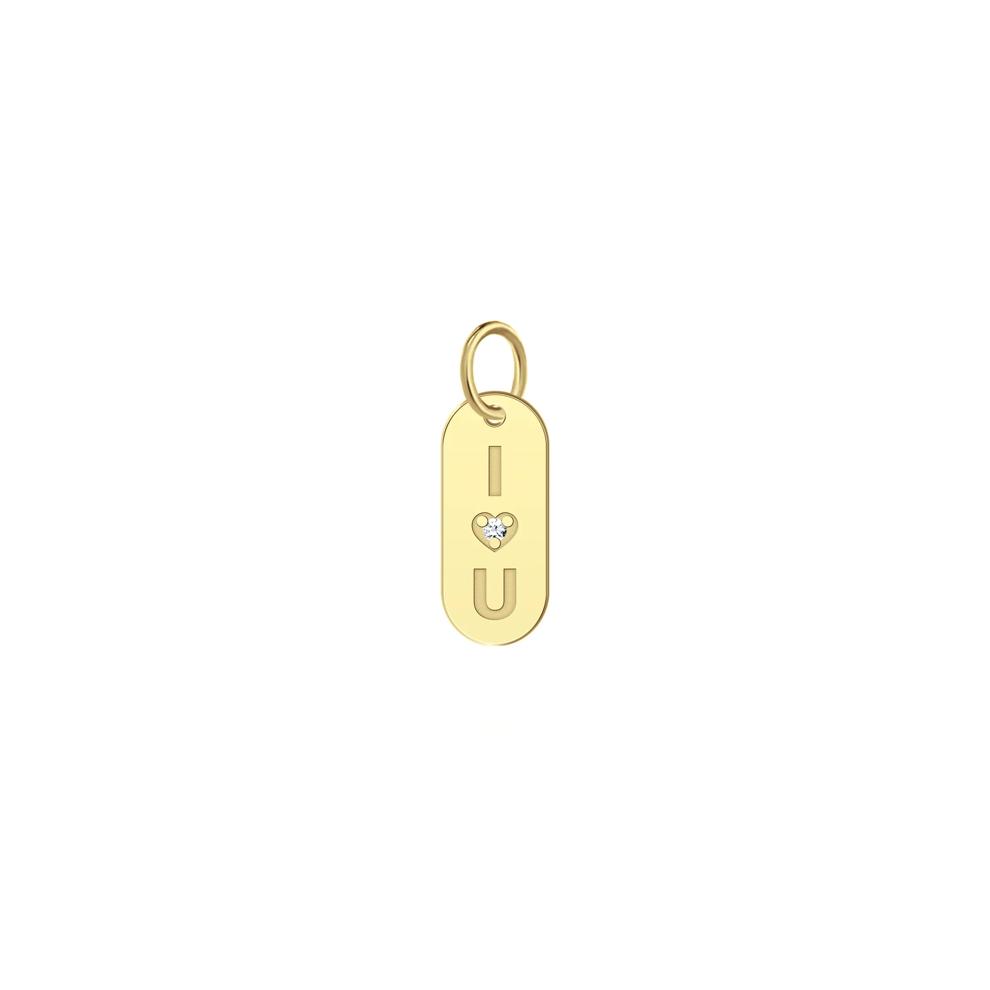 I Love You Oval Bar Tag with Diamond Accent in 10K Yellow Gold – Image 1 of 1