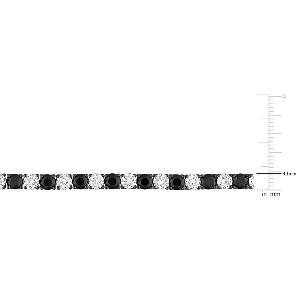 Lab-Created White Sapphire &amp; Black Sapphire Tennis Bracelet in Sterling Silver &amp; Black Rhodium – Image 3 of 5