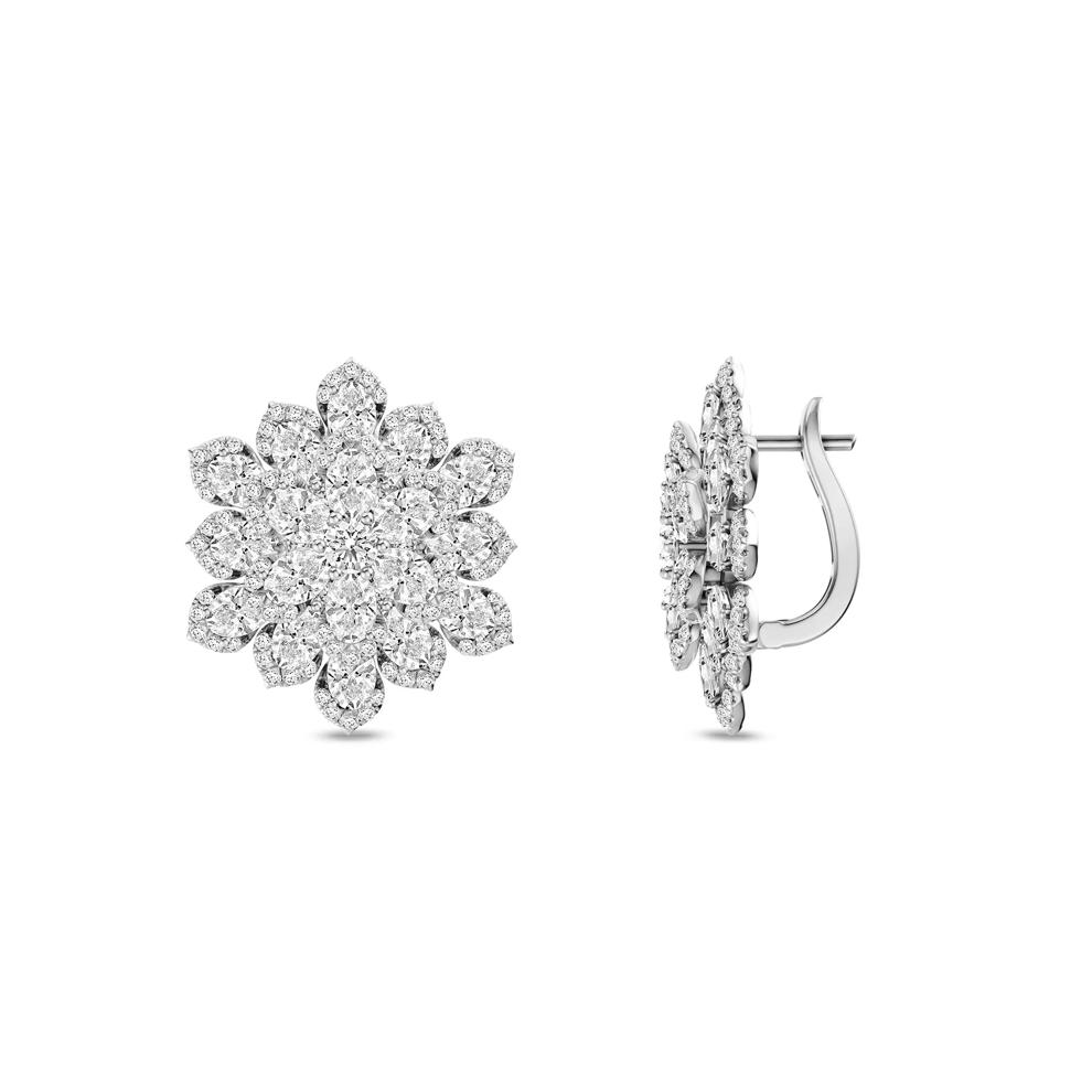Lab Grown Diamond Cluster Earrings in 14K White Gold (10 3/4 ct. tw.) – Image 1 of 3