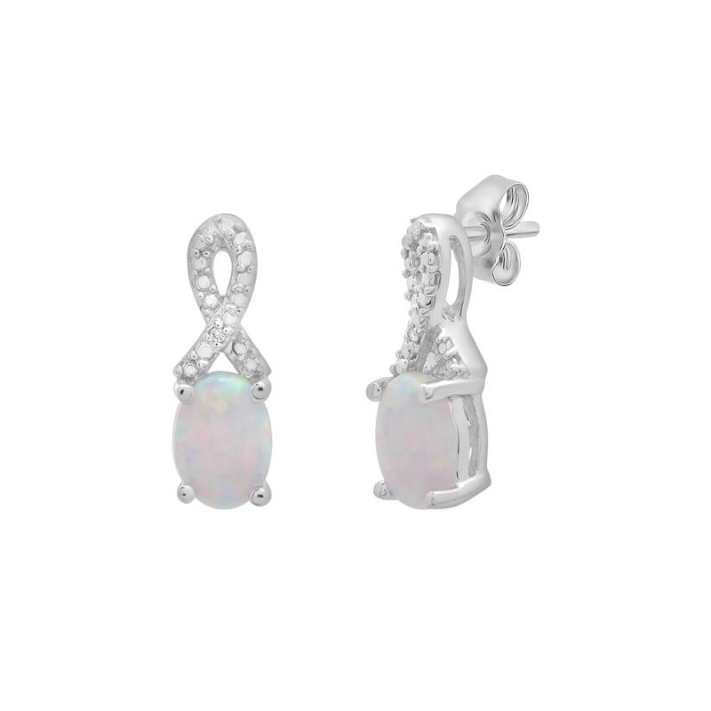 Lab-Created Opal and Diamond Accent Pendant &amp; Earrings Boxed Set in Sterling Silver – Image 2 of 6