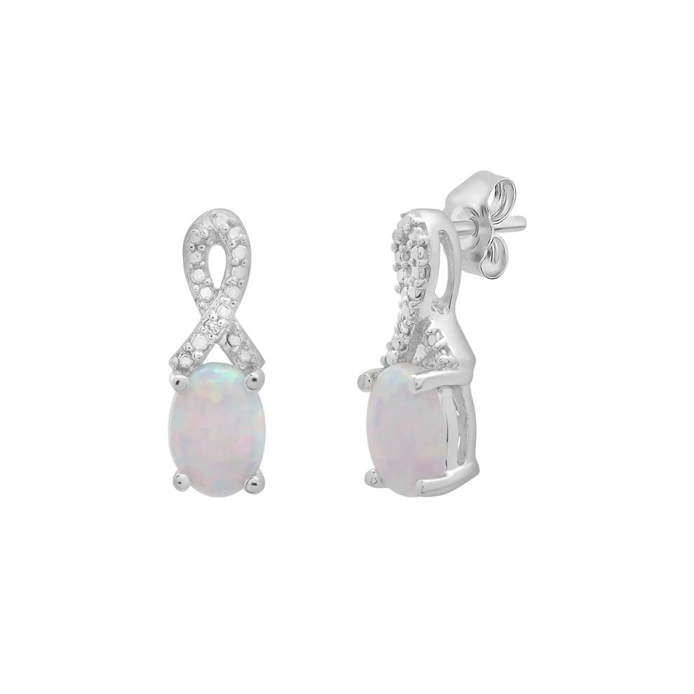 Lab-Created Opal and Diamond Accent Pendant &amp; Earrings Boxed Set in Sterling Silver – Image 2 of 6