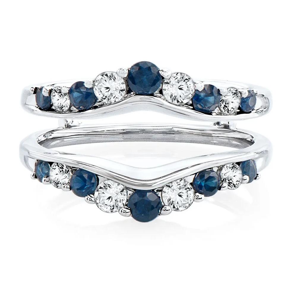 1/2 ct. tw. Diamond &amp; Sapphire Ring Enhancer in 14K White Gold – Image 1 of 6