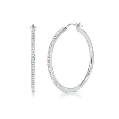 Diamond Hoop Earrings in Sterling Silver