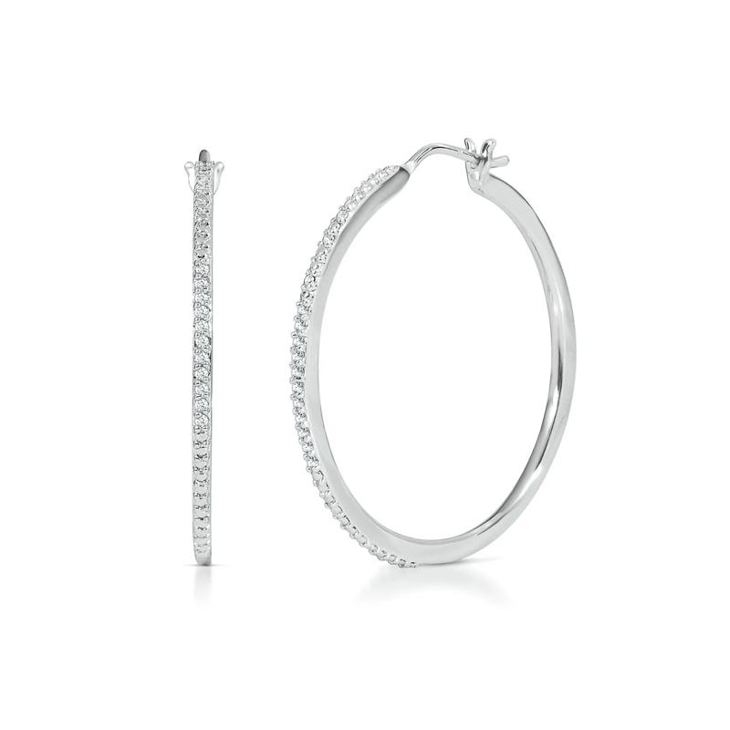 Diamond Hoop Earrings in Sterling Silver – Image 1 of 2