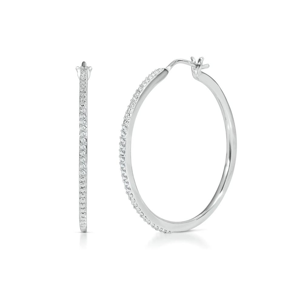 Diamond Hoop Earrings in Sterling Silver – Image 1 of 2