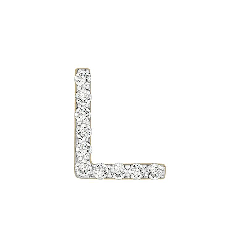 Single-Letter Stud Earring &ldquo;L&rdquo; with Diamond Accents in 10K Yellow Gold – Image 1 of 2
