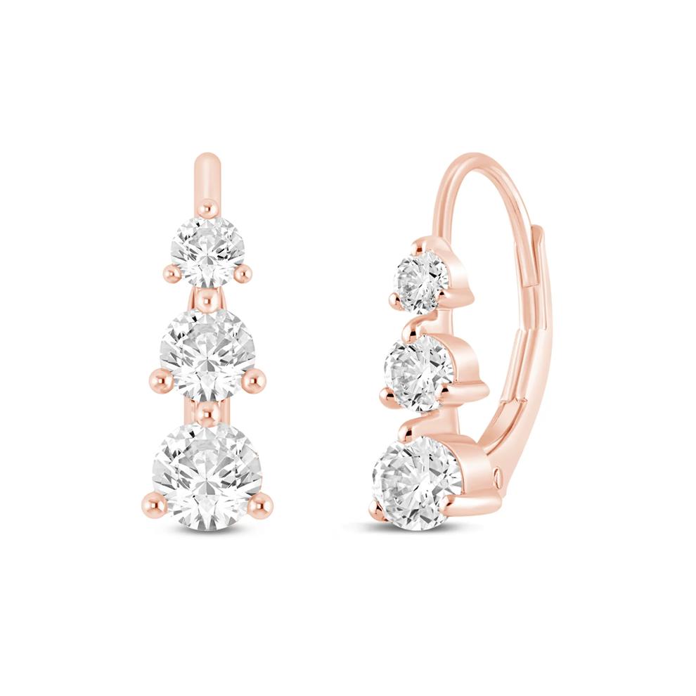 Lab Grown Diamond Three-Stone Earrings in 14K Rose Gold (3/4 ct. tw.) – Image 1 of 1