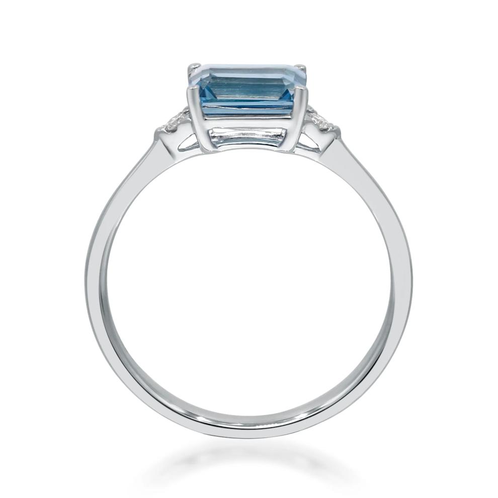 East-West Blue Topaz &amp; Diamond Accent Ring in 10K White Gold – Image 2 of 4