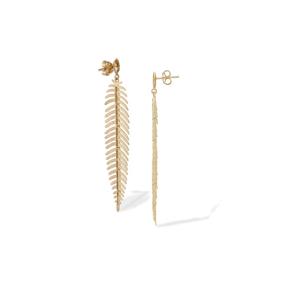 Polished Leaf Earrings in 14K Yellow Gold – Image 2 of 2