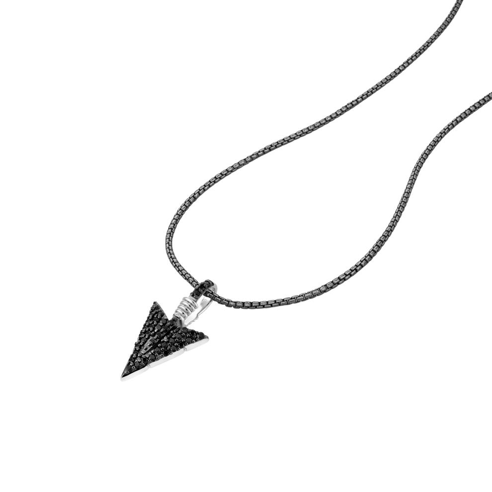 Black Diamond Arrowhead Pendant Necklace in Black Rhodium Sterling Silver (1/5 ct. tw.) – Image 4 of 4