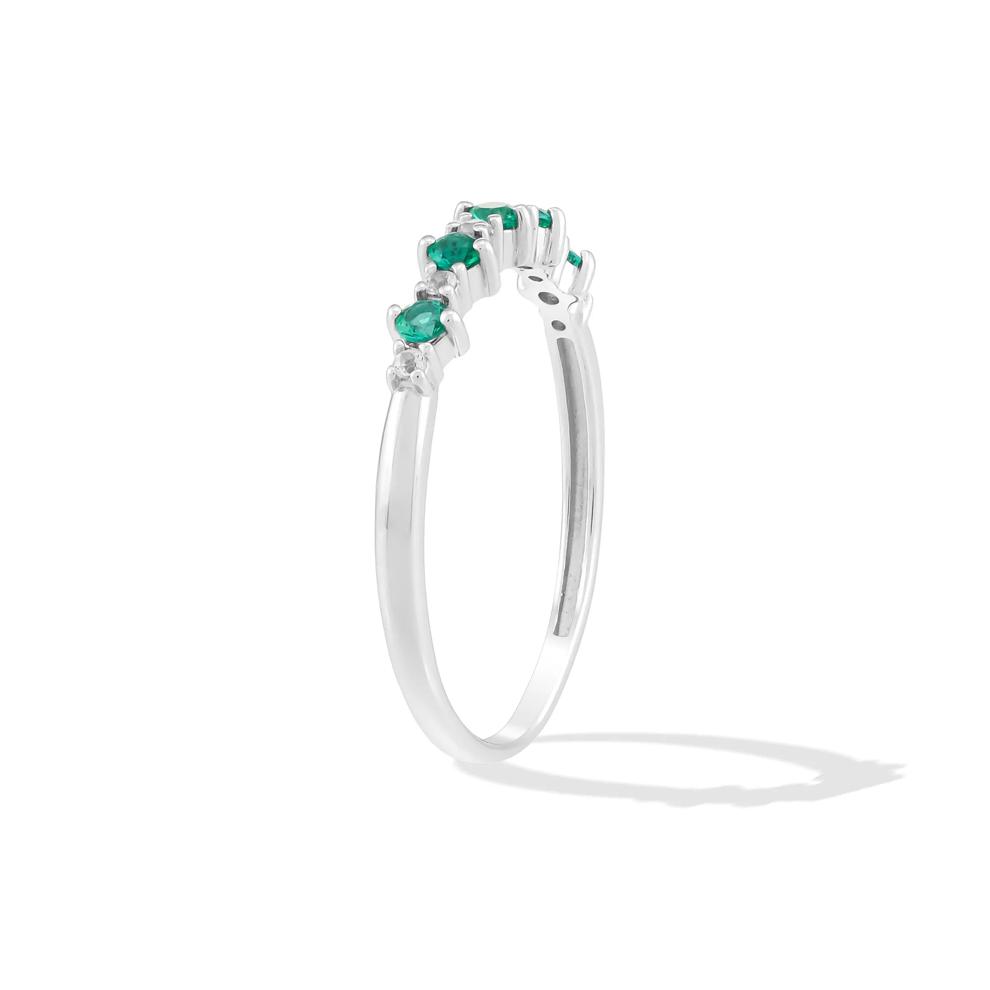 Lab-Created Emerald &amp; Lab-Created White Sapphire Stack Ring in Sterling Silver – Image 3 of 4