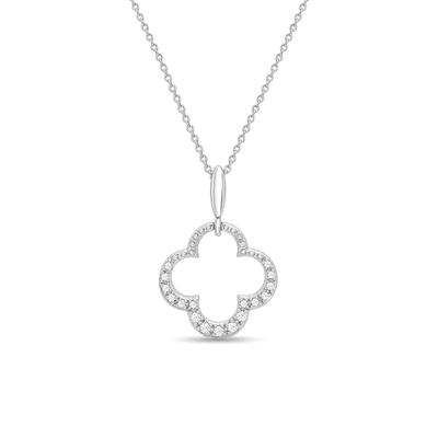 Diamond Clover Pendant Necklace in Sterling Silver (1/10 ct. tw.)