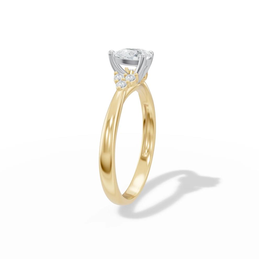 Lab Grown Diamond Pear-Shaped Center Promise Ring in 10K Yellow &amp; White Gold (1/2 ct. tw.) – Image 3 of 4
