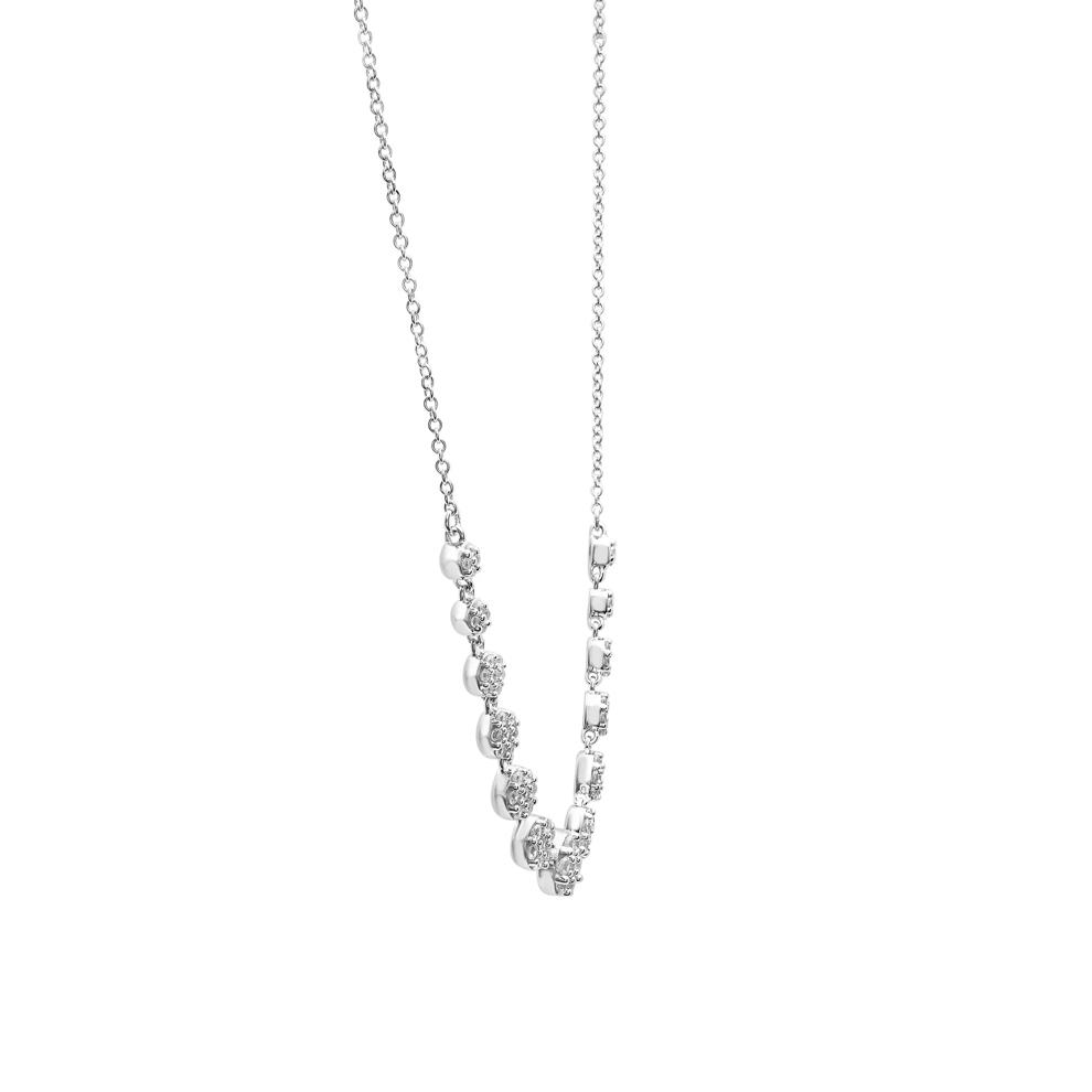 Diamond Graduated Cluster Necklace in 10K White Gold (1/2 ct. tw.) – Image 2 of 3