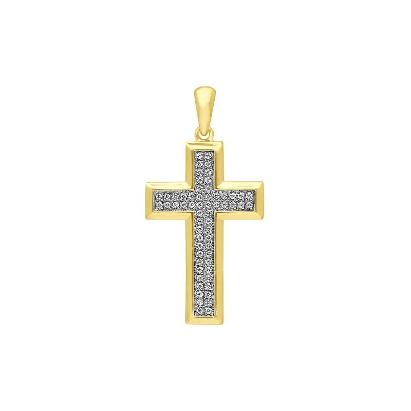 1/4 ct. tw. Diamond Cross Charm in 10K Yellow Gold – Image 1 of 2
