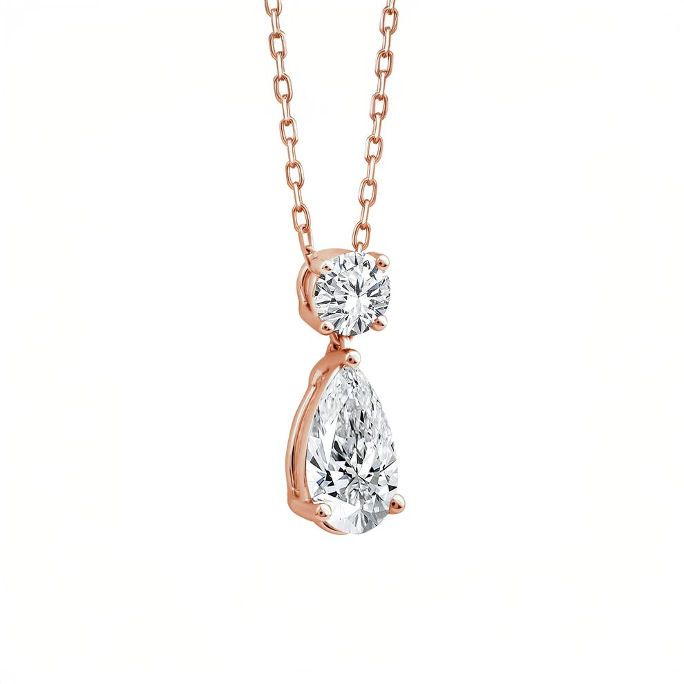 Lab Grown Diamond Pear-Shaped and Round Necklace in 10K Rose Gold (1 1/2 ct. tw.) – Image 2 of 3