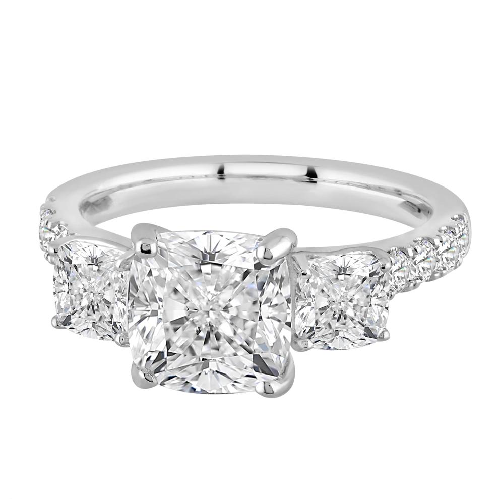 Lab Grown Diamond Cushion-Cut Engagement Ring in 14K White Gold (4 ct. tw.) – Image 4 of 4