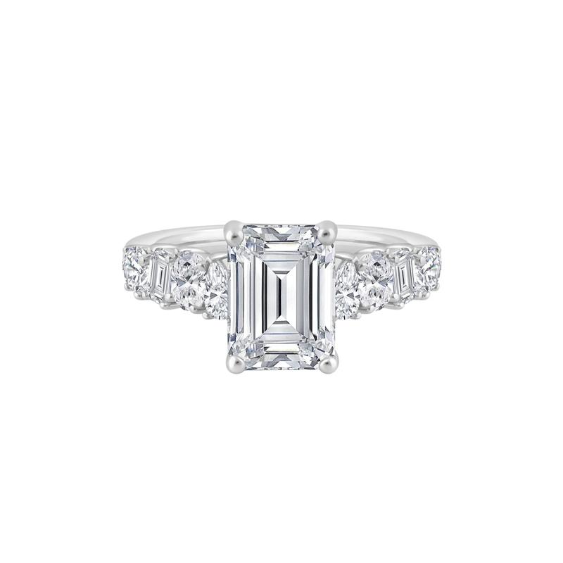 Lab Grown Emerald-Cut Diamond Engagement Ring in 14K White Gold &#40;4 ct. tw.&#41; – Image 1 of 3