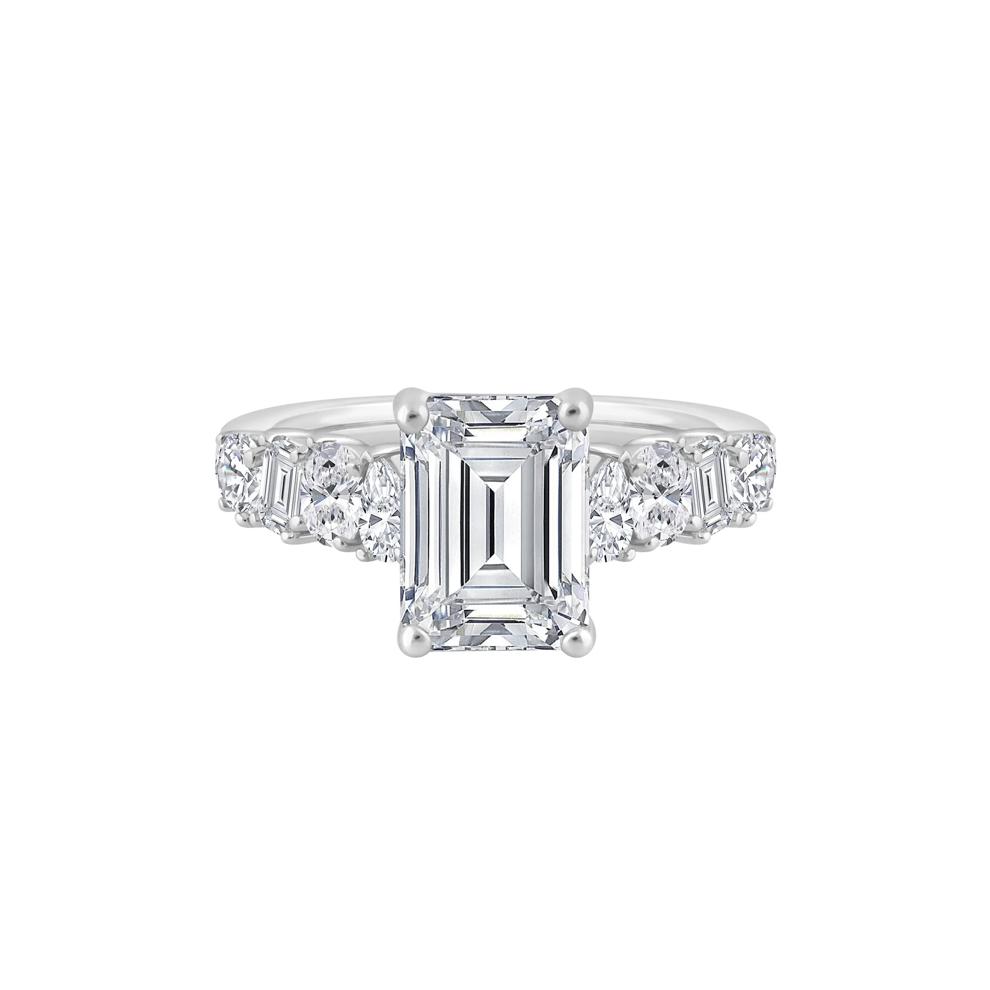 Lab Grown Emerald-Cut Diamond Engagement Ring in 14K White Gold (4 ct. tw.) – Image 1 of 3