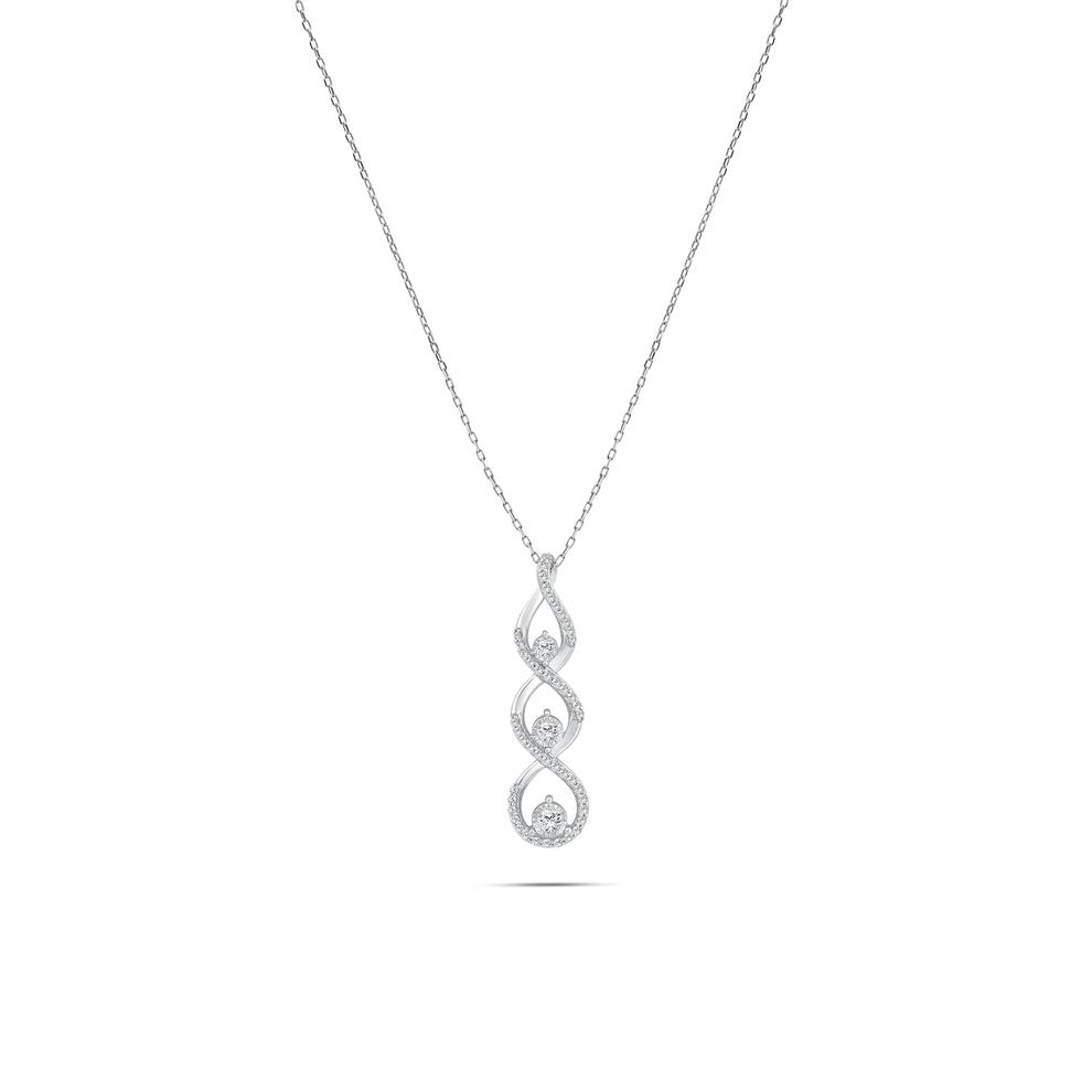 Diamond Linear Twisted Pendant Necklace in 10K White Gold (1/2 ct. tw.) – Image 1 of 4