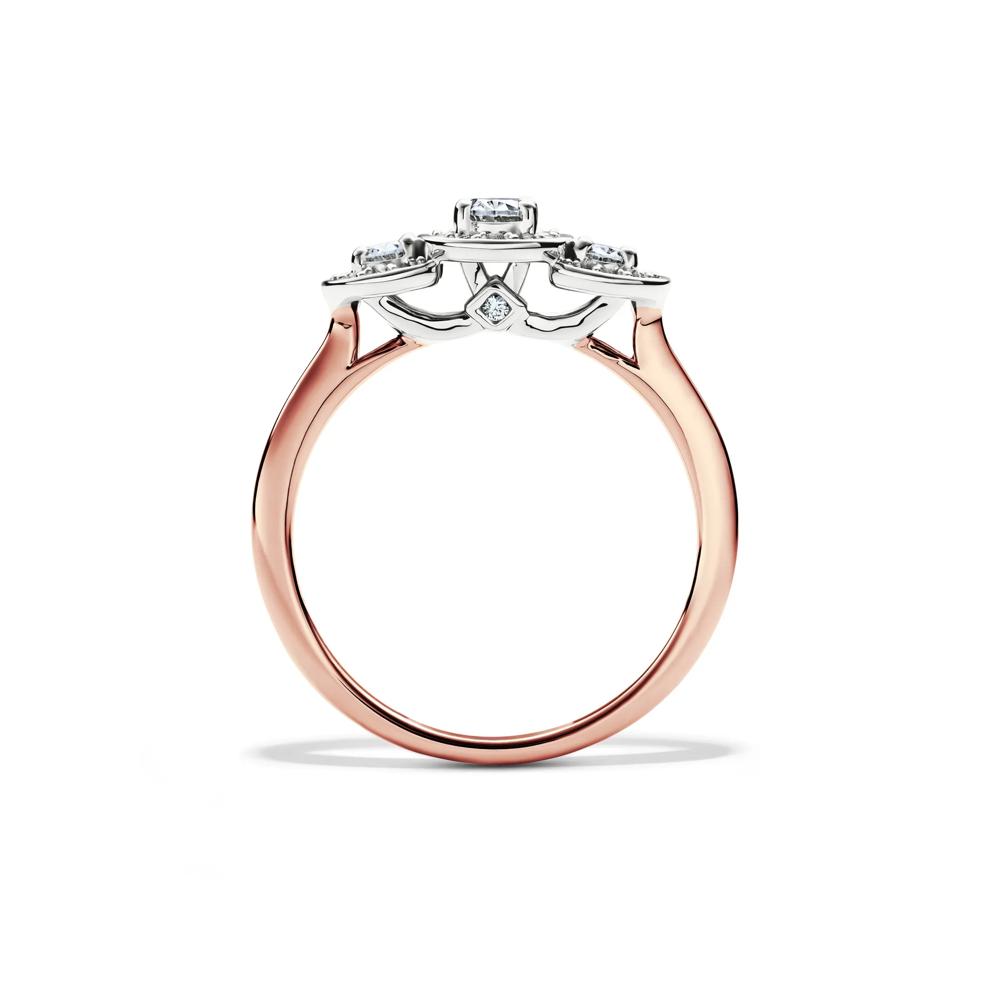 Diamond Oval Center Three-Stone Engagement Ring in 14K Rose &amp; White Gold (5/8 ct. tw.) – Image 2 of 4