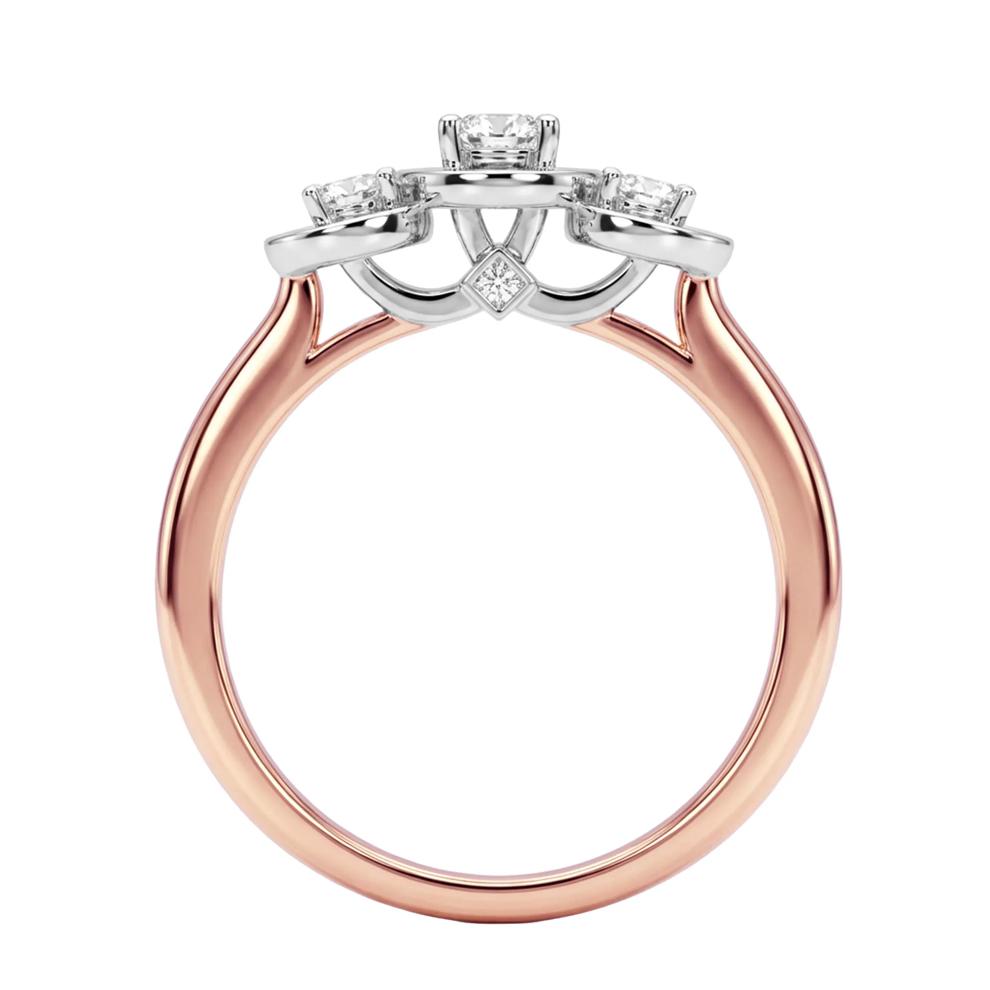 Diamond Oval Center Three-Stone Engagement Ring in 14K Rose &amp; White Gold (5/8 ct. tw.) – Image 2 of 2