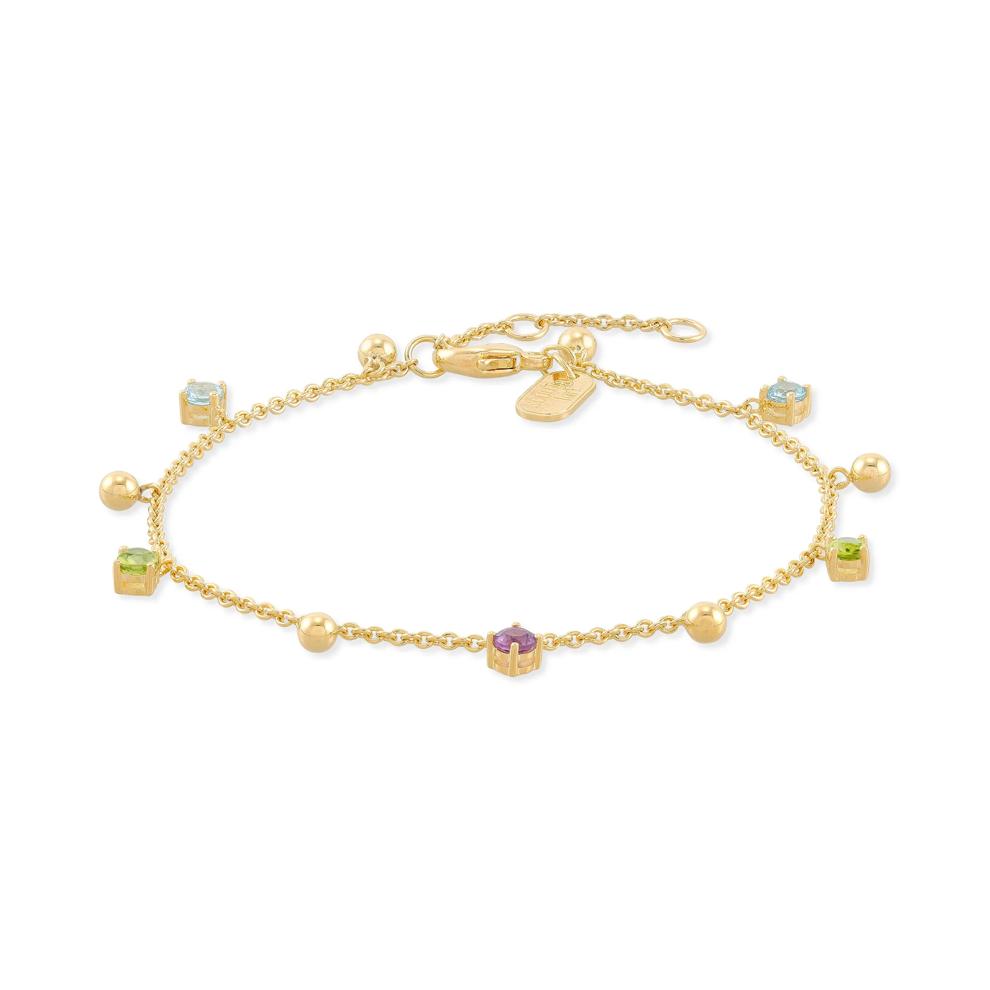 Purple Amethyst, Peridot, Topaz &amp; Beaded Bracelet in Vermeil, 7.5" – Image 1 of 2