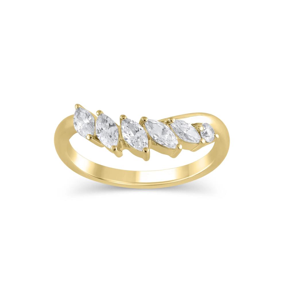 Lab Grown Diamond Marquise-Cut Contour Band in 14K Yellow Gold (3/4 ct. tw.) – Image 1 of 3
