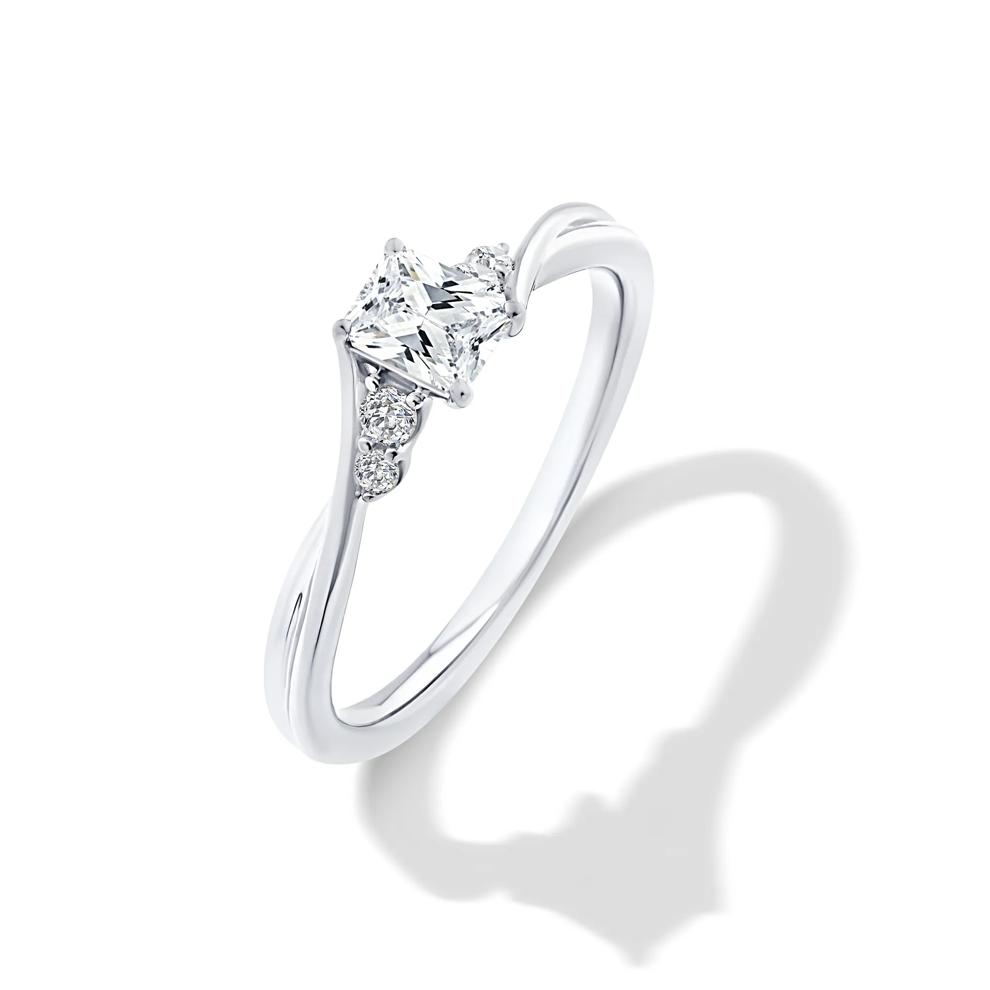 Lab Grown Diamond Radiant Center Twist-Shank Promise Ring in 10K White Gold (1/2 ct. tw.) – Image 4 of 4