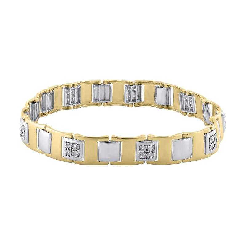 Men&#39;s Diamond Two-Tone Bracelet in 10K White and Yellow Gold &#40;1/3 ct. tw.&#41; – Image 1 of 1