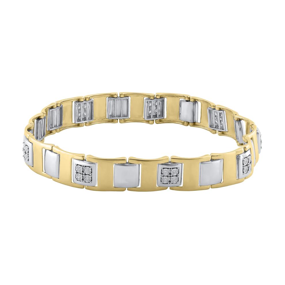 Men's Diamond Two-Tone Bracelet in 10K White and Yellow Gold (1/3 ct. tw.) – Image 1 of 1