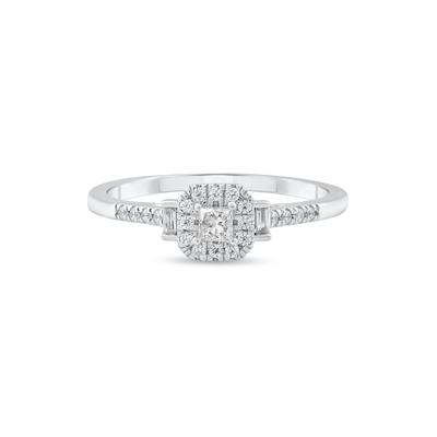 Diamond Princess-Cut Center Halo Promise Ring in 10K White Gold (1/4 ct. tw.)