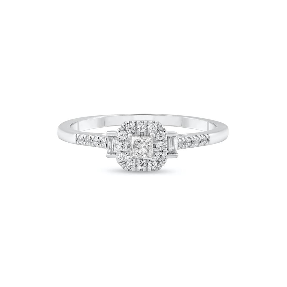 Diamond Princess-Cut Center Halo Promise Ring in 10K White Gold (1/4 ct. tw.) – Image 1 of 4