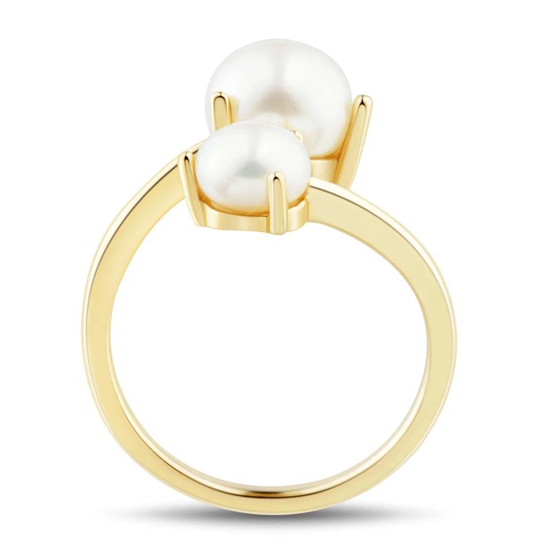 Button Freshwater Cultured Pearl Bypass Ring in 10K Yellow Gold – Image 2 of 3