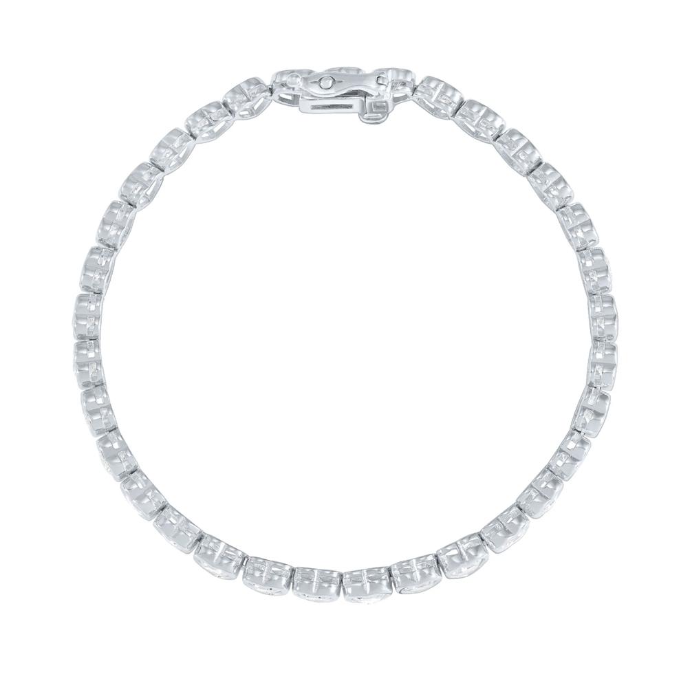 Lab-Created White Sapphire Bezel Heart Bracelet in Sterling Silver – Image 2 of 3