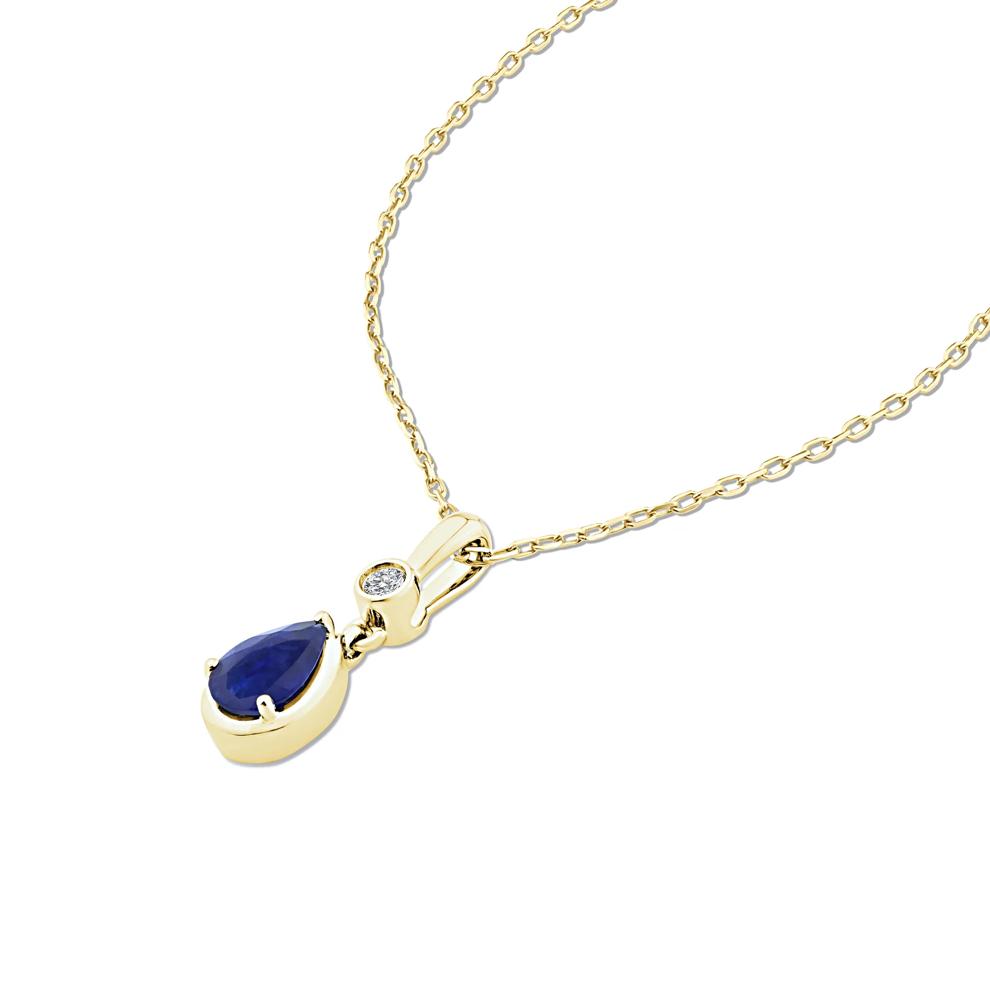 Blue Sapphire &amp; Diamond Accent Pendant Necklace in 10K Yellow Gold – Image 2 of 4