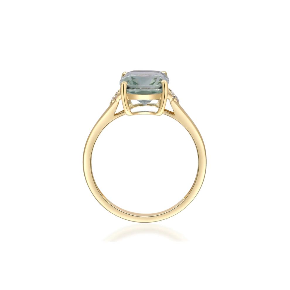 Green Amethyst and Diamond Accent Ring in 10K Yellow Gold – Image 3 of 5