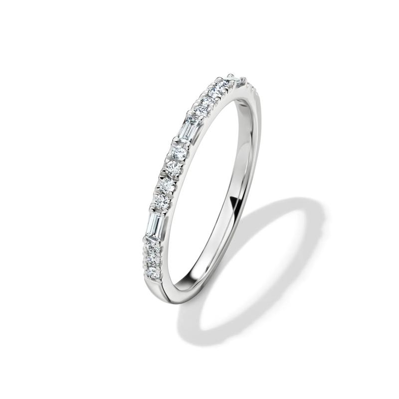 Lab Grown Diamond Round &amp; Baguette Stack Band in 10K White Gold &#40;1/5 ct. t.w&#41; – Image 4 of 4