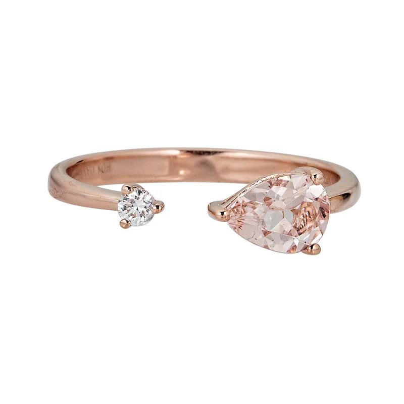 Morganite &amp; Diamond Open Ring in 10K Rose Gold – Image 1 of 3