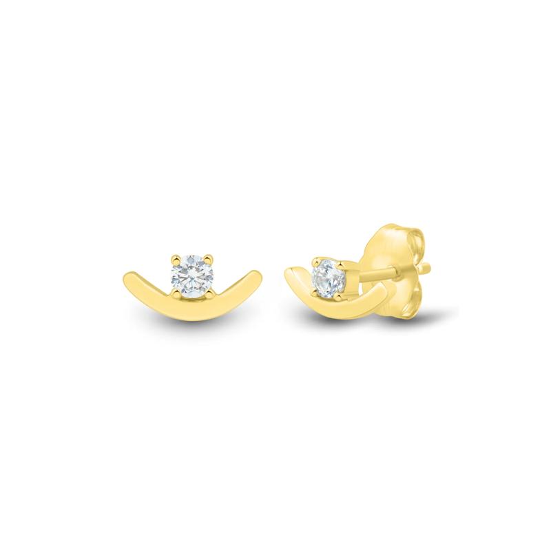 Lab Grown Diamond Curved Bar Stud Earrings in 10K Yellow Gold &#40;1/10 ct. tw.&#41; – Image 1 of 2