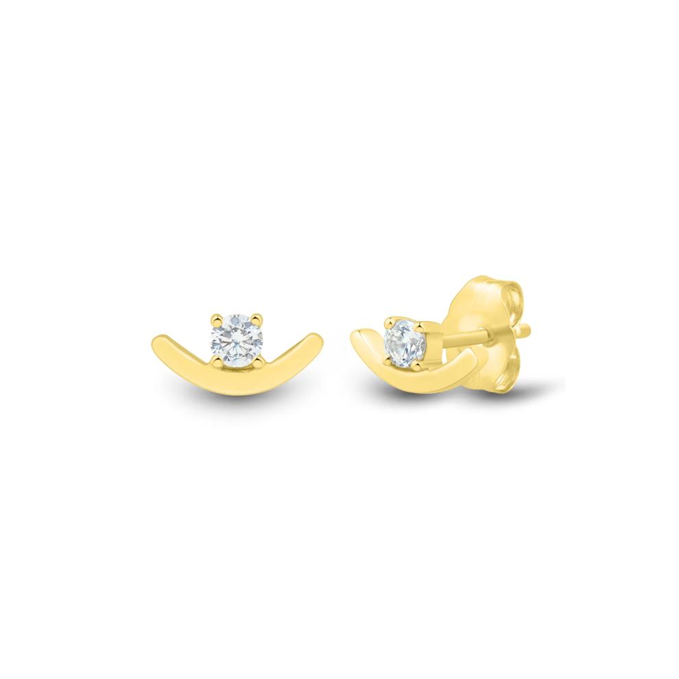Lab Grown Diamond Curved Bar Stud Earrings in 10K Yellow Gold (1/10 ct. tw.) – Image 1 of 2