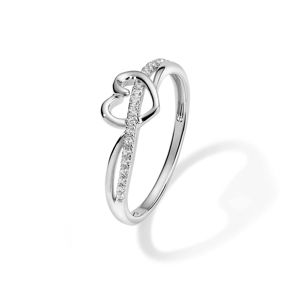Diamond Heart Ring in Sterling Silver (1/10 ct. tw.) – Image 4 of 4