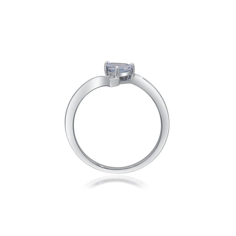 Aquamarine and Diamond Accent Bypass Ring in Sterling Silver – Image 2 of 5