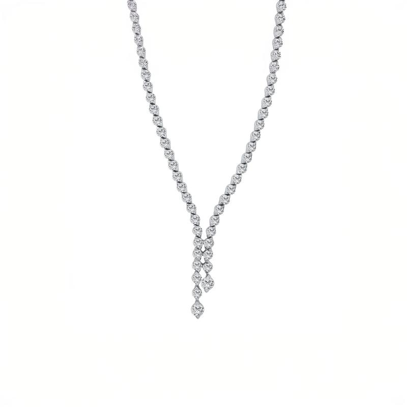 Lab Grown Diamond Round Double-Row Lariat Necklace in 14K White Gold &#40;7 ct. tw.&#41; – Image 1 of 3